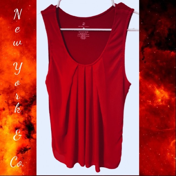 NY & Co. red pleated dress tank - Picture 1 of 3